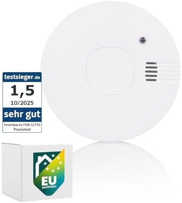 Smartwares Rauchmelder mit optischem Sensor - TÜV geprüft, 1 Jahr Batterie, 85 dB für optimale Sicherheit zuhause