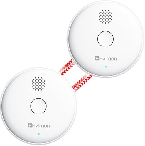 HEIMAN Funkrauchmelder 10 Jahre Batteriebetrieb, 85dB Lautstärke, vernetzt und stummbar für sicheren Brandschutz zuhause