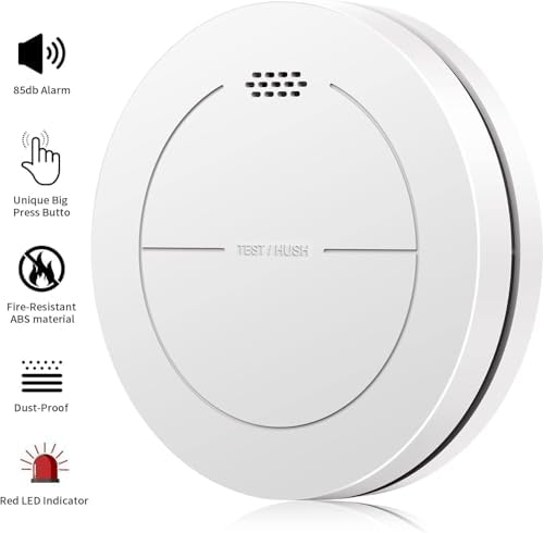 Rauchmelder 10 Jahre Batterie - Photoelektrischer Brandmelder 85 dB ohne LED für Zuhause (2 Stück)