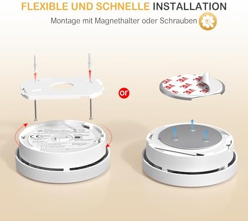 GS526 Rauchmelder 10 Jahre mit Magnet, Zertifiziert nach DIN EN14604, 85 dB Alarm, 6 Stück für sicheren Brandschutz zuha