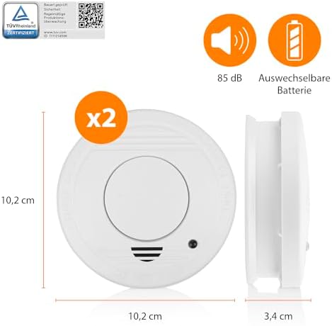Smartwares Rauchmelder mit optischem Sensor - TÜV geprüft, 1 Jahr Batterie, 85 dB für optimale Sicherheit zuhause