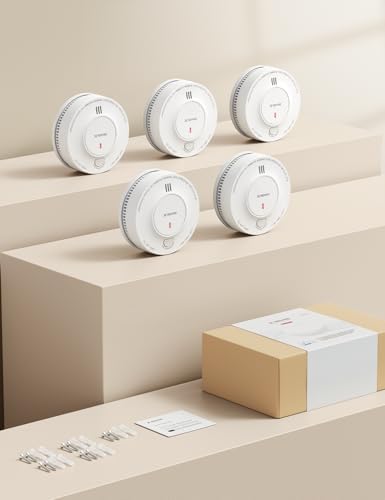 X-Sense Rauchmelder Set 5er - 10 Jahre Batterie, fotoelektrisch, sicher & energiesparend für Zuhause