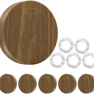 XINDUM Rauchmelder 5er Set mit 10 Jahre Batterie, Holzfarbener Feuermelder für sicheren Schutz ohne LED-Blinken