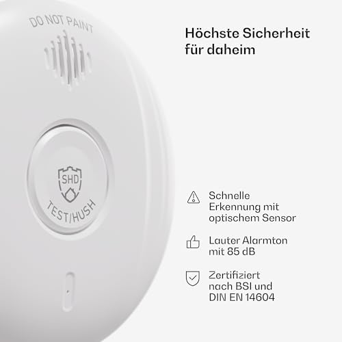 SHD by OneConcept 10er-Set Mini-Rauchmelder mit Magnethalterung – ideal für Küche, Büro & Wohnwagen, mit Testfunktion &