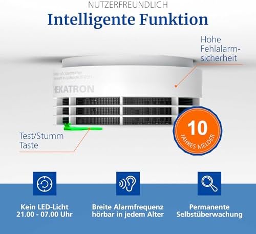 Hekatron Genius Plus X – Vernetzter Rauchmelder mit 10 Jahren Batterie – Testsieger für Sicherheit zu Hause