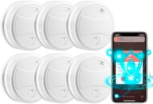 WLAN Rauchmelder von – 85dB Smart mit App & Wechselbatterie für Schlafzimmer und Werkstattküche (6 Stück)