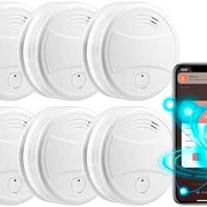 WLAN Rauchmelder von – 85dB Smart mit App & Wechselbatterie für Schlafzimmer und Werkstattküche (6 Stück)