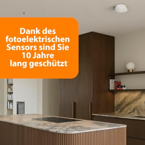 Smartwares Rauchmelder mit optischem Sensor - TÜV geprüft, 1 Jahr Batterie, 85 dB für optimale Sicherheit zuhause