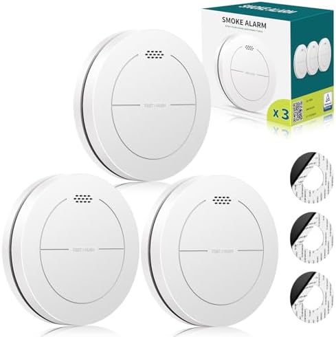 Rauchmelder von - 10 Jahre Batterie, keine blinkende LED, 85 dB Alarm, ideal für sicheren Brandschutz zu Hause, 3er Set