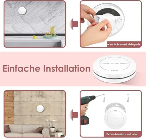 Rauchmelder von - 10 Jahre Batterie, keine blinkende LED, 85 dB Alarm, ideal für sicheren Brandschutz zu Hause, 3er Set
