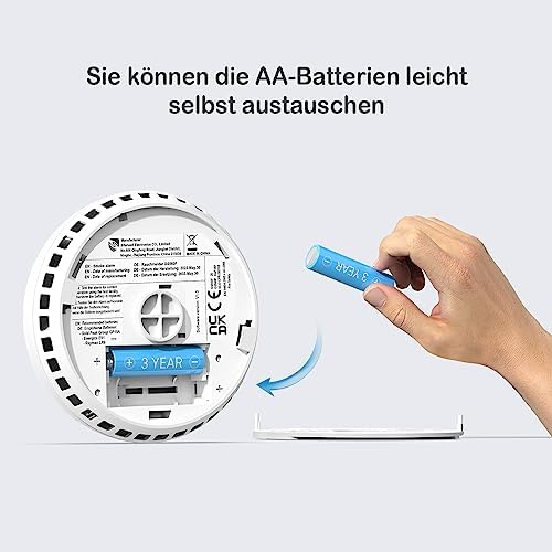 GS526 Rauchmelder 10 Jahre mit Magnet, Zertifiziert nach DIN EN14604, 85 dB Alarm, 6 Stück für sicheren Brandschutz zuha