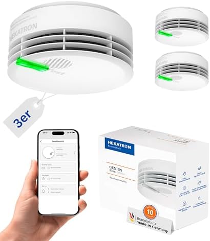 Hekatron Genius Plus X – Vernetzter Rauchmelder mit 10 Jahren Batterie – Testsieger für Sicherheit zu Hause