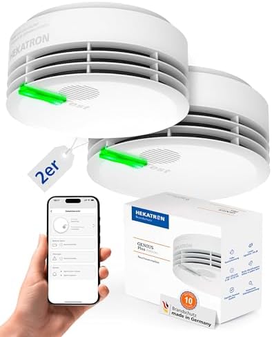 Hekatron Genius Plus X – Vernetzter Rauchmelder mit 10 Jahren Batterie – Testsieger für Sicherheit zu Hause