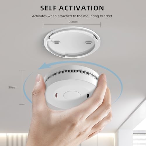 Rauchmelder 3er Pack - Magnethalterung mit 10 Jahre Batterie & 3M Klebepads für sicheren Halt, DIN EN 14604 zertifiziert