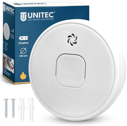 Unitec Rauchwarnmelder - Zertifiziert nach DIN EN 14604 - 10 Jahre Batterielaufzeit für umfassenden Schutz zu Hause