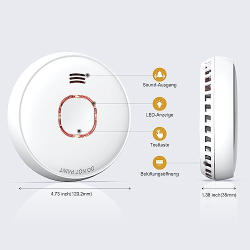 GS526 Rauchmelder 10 Jahre mit Magnet, Zertifiziert nach DIN EN14604, 85 dB Alarm, 6 Stück für sicheren Brandschutz zuha