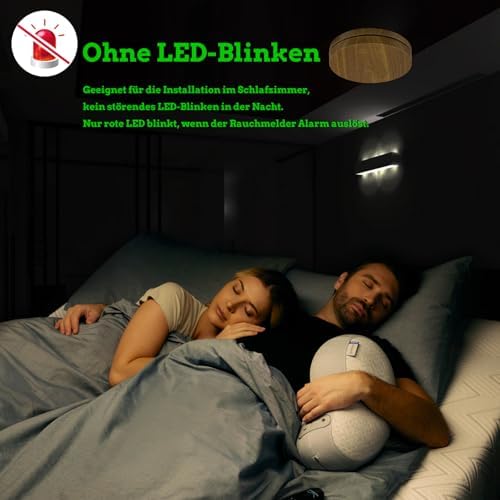 Rauchmelder 10 Jahre Batterie 5er Set - TÜV Rheinland zertifizierte Flach-Feuermelder mit 85dB Alarm für optimalen Brand