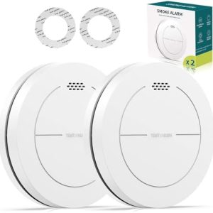 Rauchmelder 10 Jahre Batterie - Photoelektrischer Brandmelder 85 dB ohne LED für Zuhause (2 Stück)