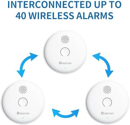 HEIMAN Funkrauchmelder 10 Jahre Batteriebetrieb, 85dB Lautstärke, vernetzt und stummbar für sicheren Brandschutz zuhause