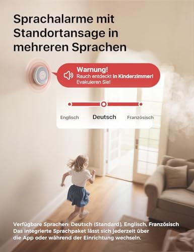 X-Sense WLAN-Rauchmelder XS0B-iR mit Sprachalarm und 17 Standorten – nur 33 mm dünn, 3er Set für optimalen Brandschutz z