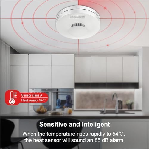 CPVAN Vernetzte Rauchmelder 10 Jahre Batterie mit Klebepad | Bohrfreie Sicherheit, EN14604 Geprüft, 5er Set