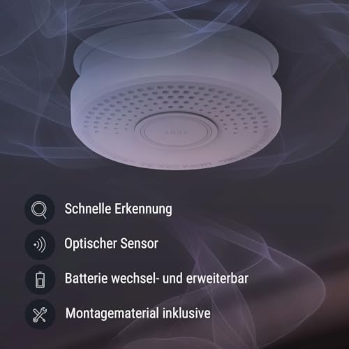 SHD by OneConcept 10er-Set Mini-Rauchmelder mit Magnethalterung – ideal für Küche, Büro & Wohnwagen, mit Testfunktion &