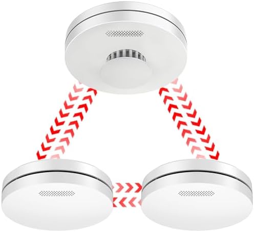 CPVAN Vernetzte Rauchmelder 10 Jahre Batterie mit Klebepad | Bohrfreie Sicherheit, EN14604 Geprüft, 5er Set