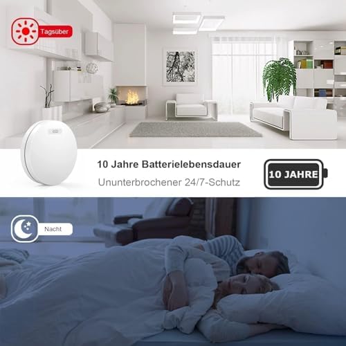CPVAN Rauchmelder 10 Jahre Batterie - Wartungsfrei, EN14604 Zertifiziert, Ideal für Zuhause, 3er Set