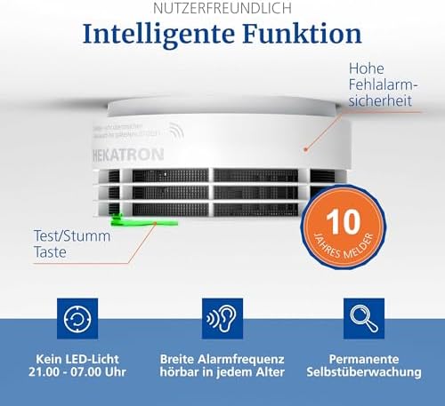 Hekatron Genius Plus X – Vernetzter Rauchmelder mit 10 Jahren Batterie – Testsieger für Sicherheit zu Hause