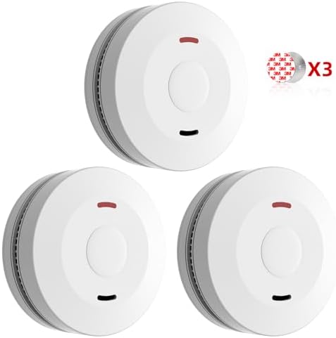 Rauchmelder 3er Pack - Magnethalterung mit 10 Jahre Batterie & 3M Klebepads für sicheren Halt, DIN EN 14604 zertifiziert