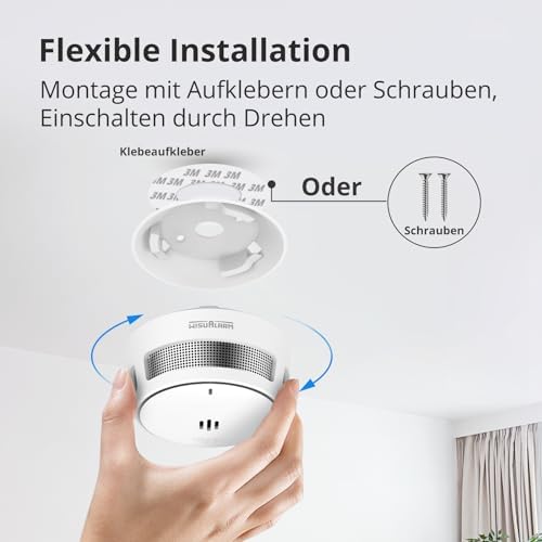 Rauchmelder 10 Jahre Batterie - TÜV-zertifizierter Feuermelder mit Stummschaltfunktion für maximale Sicherheit zuhause