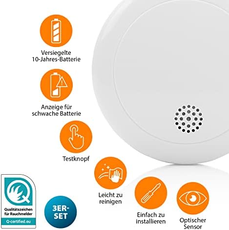 Smartwares Rauchmelder mit Q-Qualitätssiegel - 10 Jahre Lebensdauer & Batterielebensdauer - Zuverlässiger Brandschutz fü