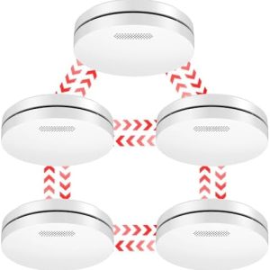 CPVAN Vernetzte Rauchmelder 10 Jahre Batterie mit Klebepad | Bohrfreie Sicherheit, EN14604 Geprüft, 5er Set