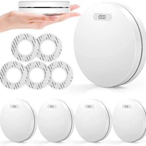 Rauchmelder 10 Jahre Batterie 5er Set - TÜV Rheinland zertifizierte Flach-Feuermelder mit 85dB Alarm für optimalen Brand