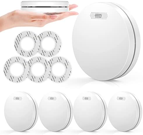 Rauchmelder 10 Jahre Batterie 5er Set - TÜV Rheinland zertifizierte Flach-Feuermelder mit 85dB Alarm für optimalen Brand