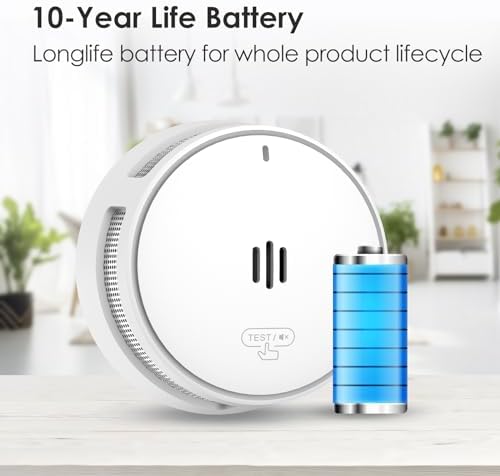 Rauchmelder 10 Jahre Batterie - TÜV-zertifizierter Feuermelder mit Stummschaltfunktion für maximale Sicherheit zuhause
