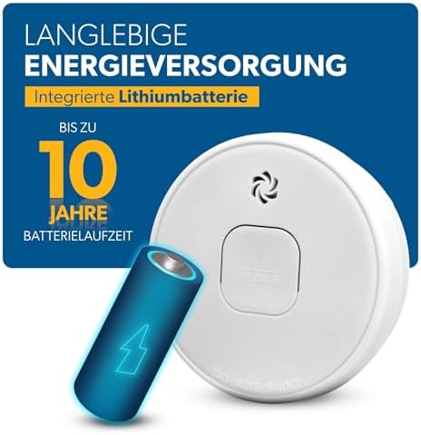 Unitec Rauchwarnmelder - Zertifiziert nach DIN EN 14604 - 10 Jahre Batterielaufzeit für umfassenden Schutz zu Hause