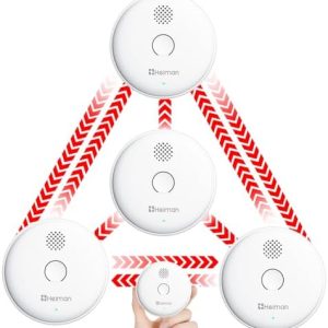 HEIMAN Funkrauchmelder 10 Jahre Batteriebetrieb, 85dB Lautstärke, vernetzt und stummbar für sicheren Brandschutz zuhause