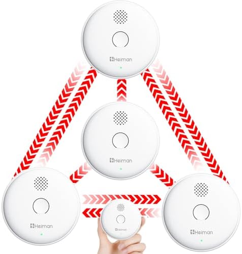 HEIMAN Funkrauchmelder 10 Jahre Batteriebetrieb, 85dB Lautstärke, vernetzt und stummbar für sicheren Brandschutz zuhause