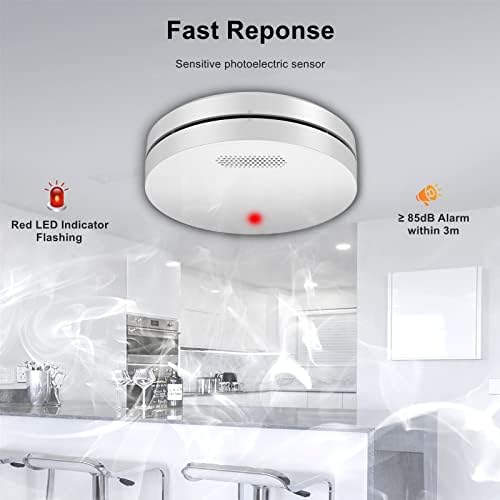 Rauchmelder 10 Jahre Batterie 5er Set - TÜV Rheinland zertifizierte Flach-Feuermelder mit 85dB Alarm für optimalen Brand