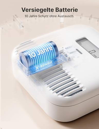 X-Sense Kohlenmonoxid Melder für Sicherheit zu Hause, tragbar mit 10-Jahres-Batterie, XC0K-SN