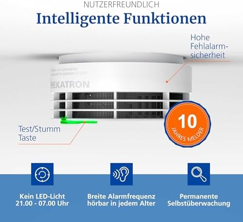 Hekatron Genius Plus X – Vernetzter Rauchmelder mit 10 Jahren Batterie – Testsieger für Sicherheit zu Hause
