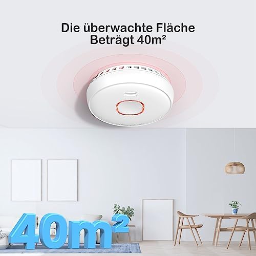 GS526 Rauchmelder 10 Jahre mit Magnet, Zertifiziert nach DIN EN14604, 85 dB Alarm, 6 Stück für sicheren Brandschutz zuha