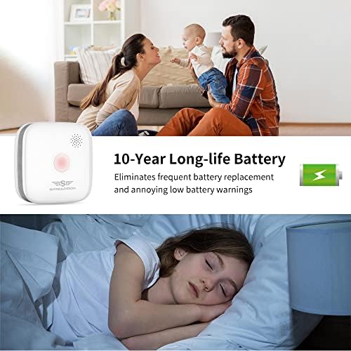 SPREADTRON Rauchmelder mit 10 Jahre Batterie – Fotoelektrischer Feuermelder für sicheres Wohnen im modernen Quadrat-Desi