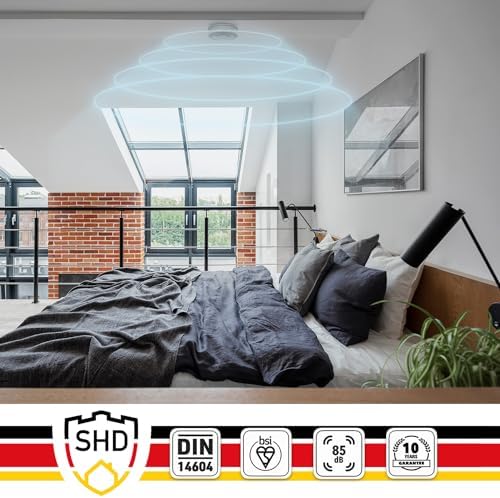 SHD by OneConcept 10er-Set Mini-Rauchmelder mit Magnethalterung – ideal für Küche, Büro & Wohnwagen, mit Testfunktion &