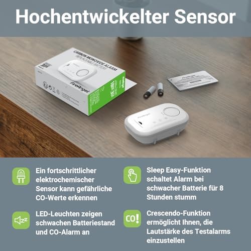 FireAngel Kohlenmonoxidmelder FA6813 - 10-Jahres-Sensor CO-Warner für sicheres Zuhause & unterwegs