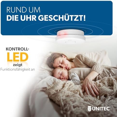 Unitec Rauchwarnmelder - Zertifiziert nach DIN EN 14604 - 10 Jahre Batterielaufzeit für umfassenden Schutz zu Hause