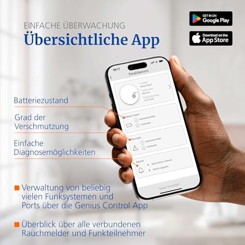 Hekatron Genius Plus X – Rauchmelder mit 10 Jahren Batterie – Testsieger für sicheres Wohnen – Made in Germany