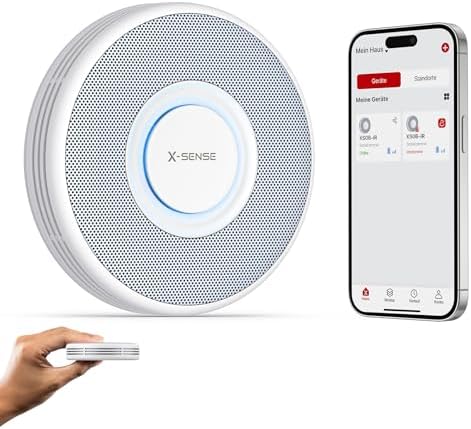 X-Sense WLAN-Rauchmelder XS0B-iR mit Sprachalarm und 17 Standorten – nur 33 mm dünn, 3er Set für optimalen Brandschutz z