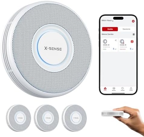 X-Sense WLAN-Rauchmelder XS0B-iR mit Sprachalarm und 17 Standorten – nur 33 mm dünn, 3er Set für optimalen Brandschutz z